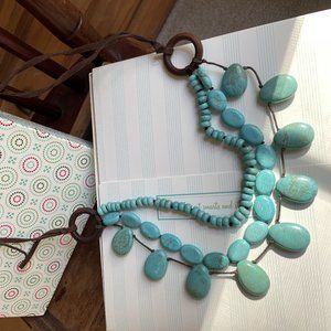 Stella and Dot Cortez Leather and Turquoise Statement Necklace NIB